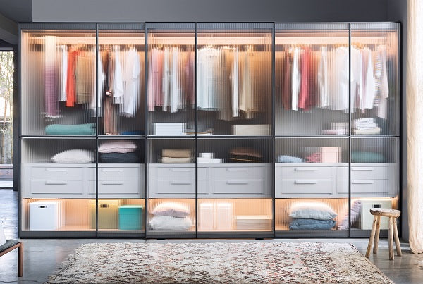 Layer Reeded Glass Wardrobe by Novamobili