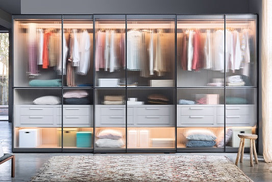Layer Reeded Glass Wardrobe by Novamobili