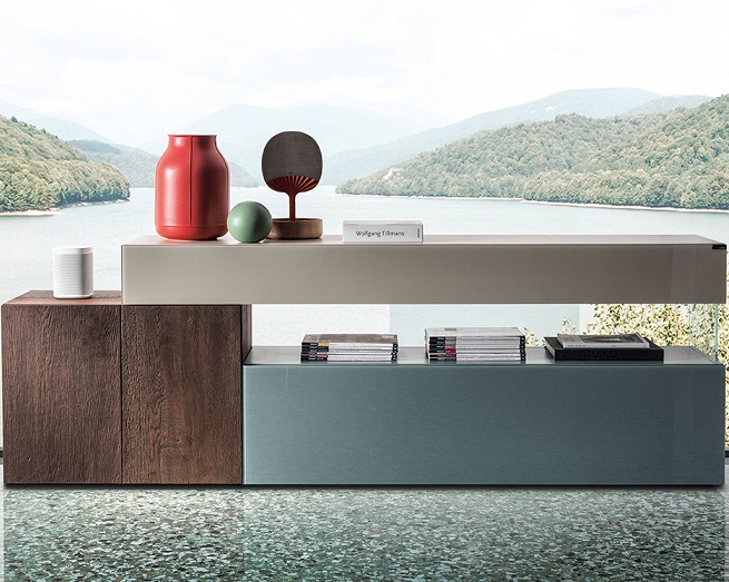 36e8 Multicolour Glass Sideboard by Lago