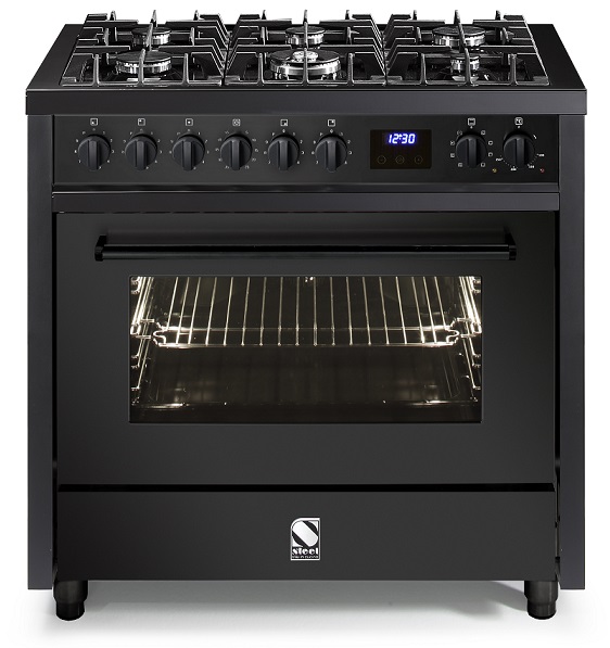 Enfasi 90 All Black Range Cooker by Steel Cuisine