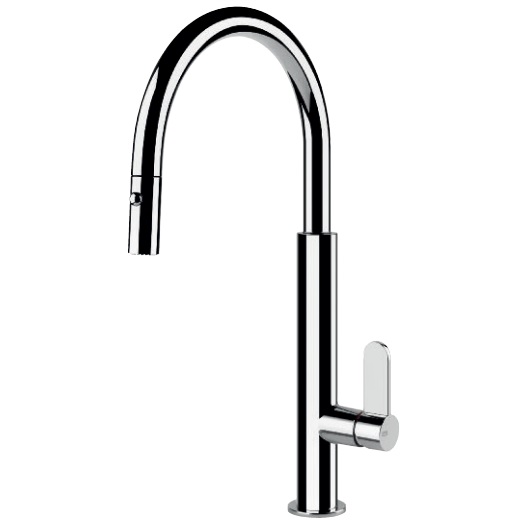 Aspire Tap with Swivel C-Spout and Pull-Out Spray by Gessi