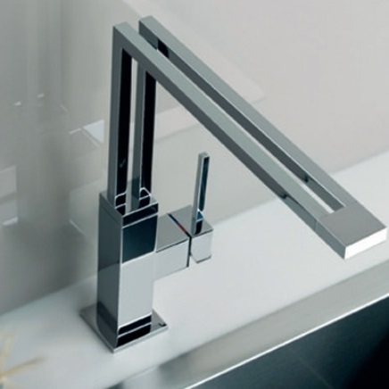 Duplice Mixer with Swivel L-Spout and by Gessi 